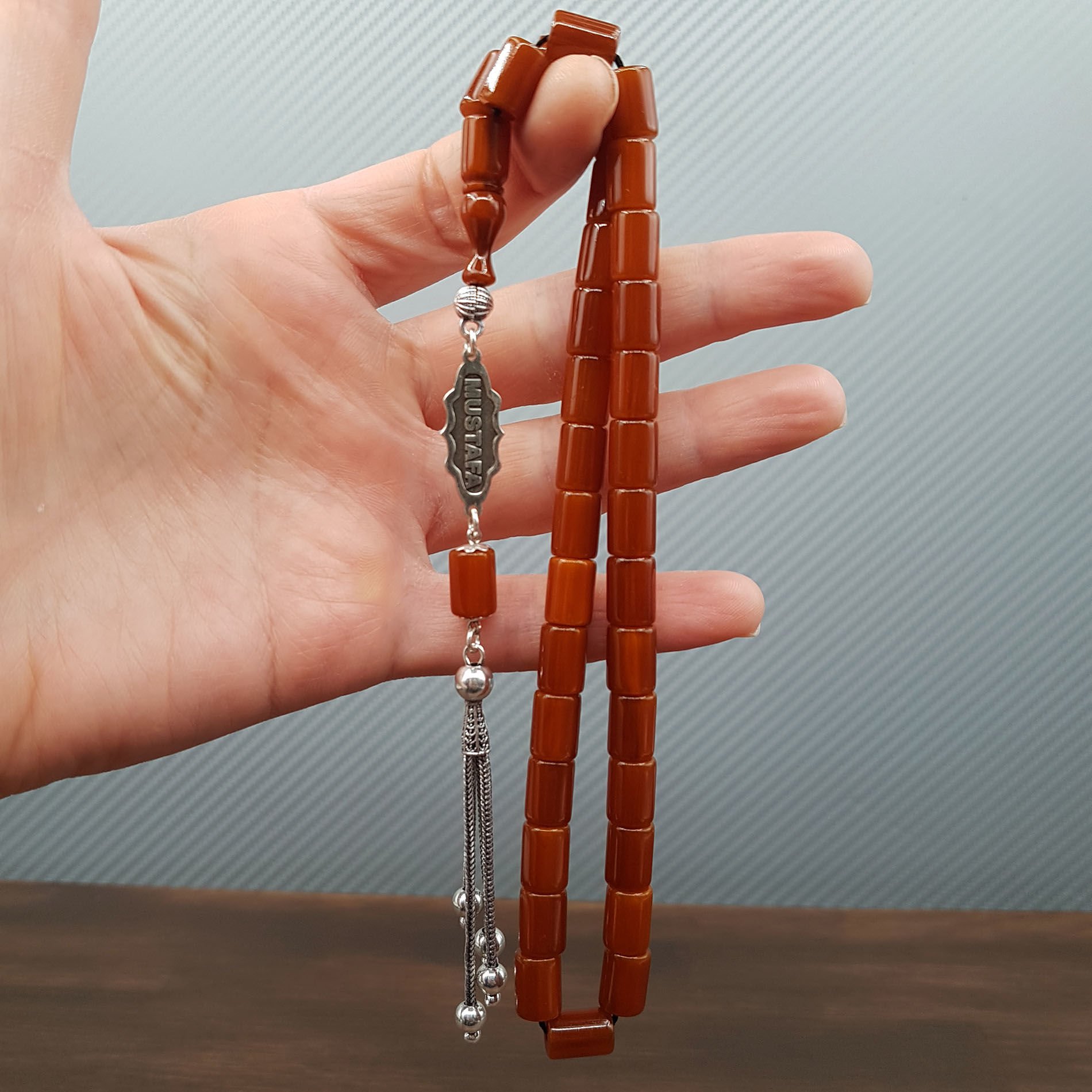 Kişiye Özel Karamel Oval Kesme Sıkma Kehribar