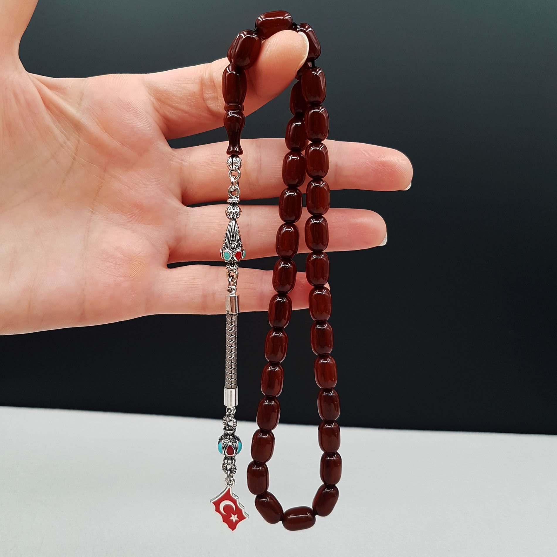 Havşa Delim Kahve Kapsül Sıkma Kehribar Tesbih