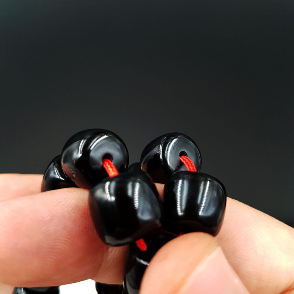 Büyük Boy Siyah Teker Sıkma Kehribar Tesbih