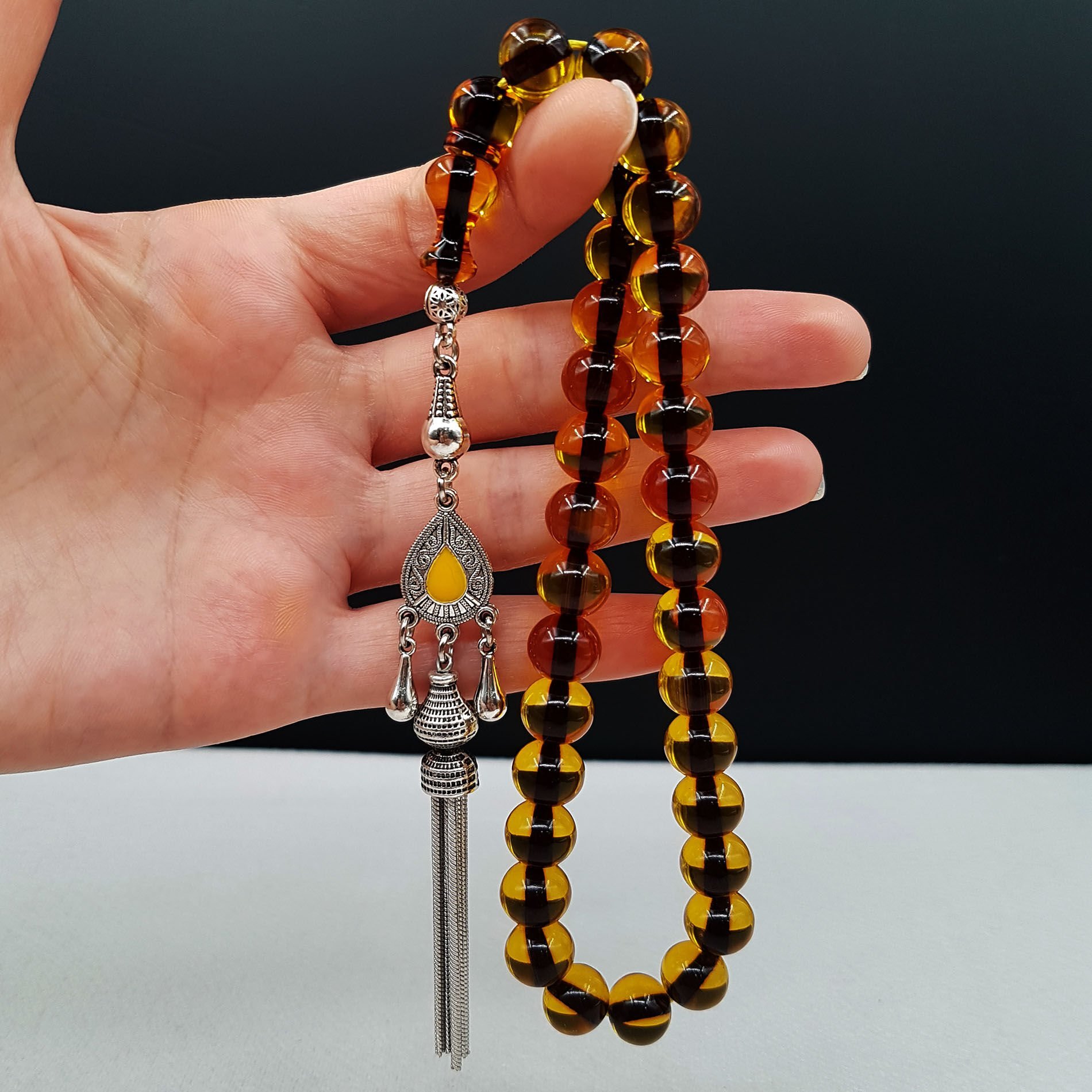 Havşa Delim sArı Küre Ateş Kehribar Tesbih