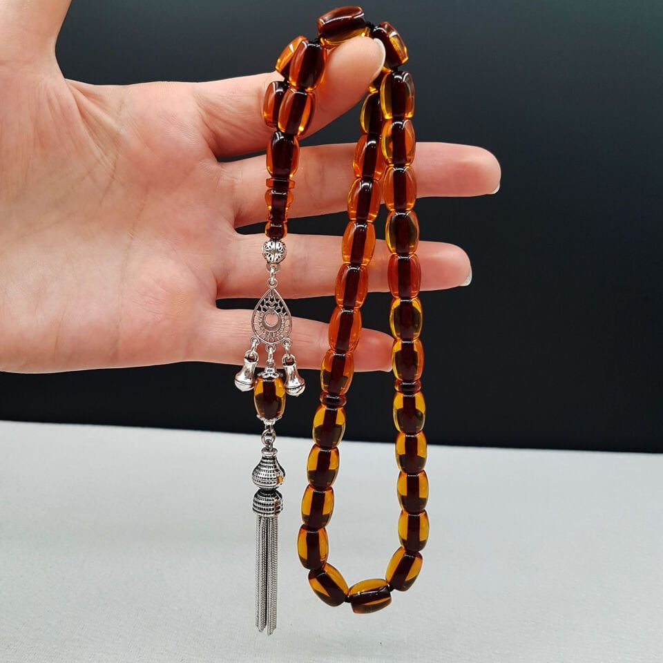 Havşa Delim Sarı Fıçı Kesim Ateş Kehribar Tesbih