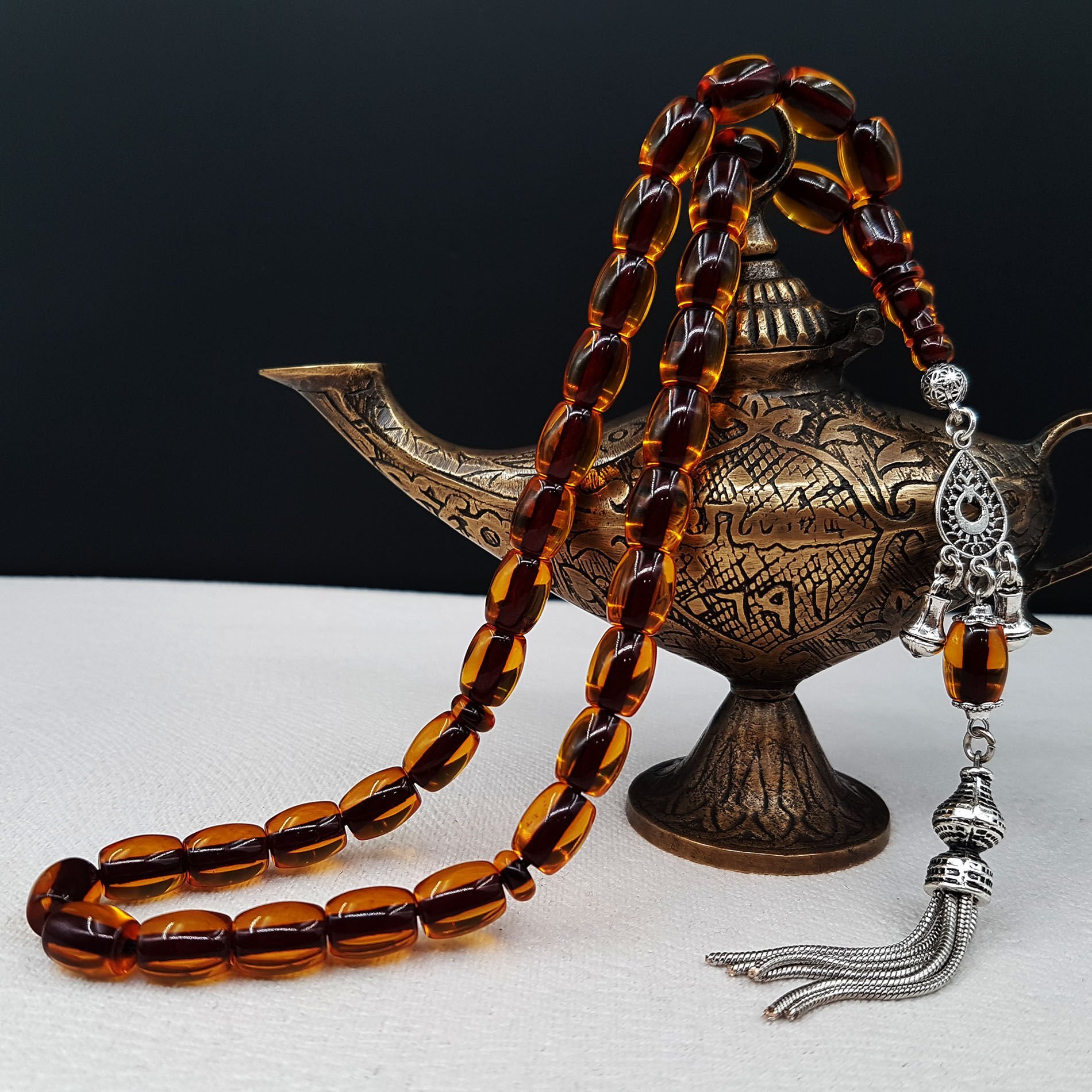 Havşa Delim Sarı Fıçı Kesim Ateş Kehribar Tesbih