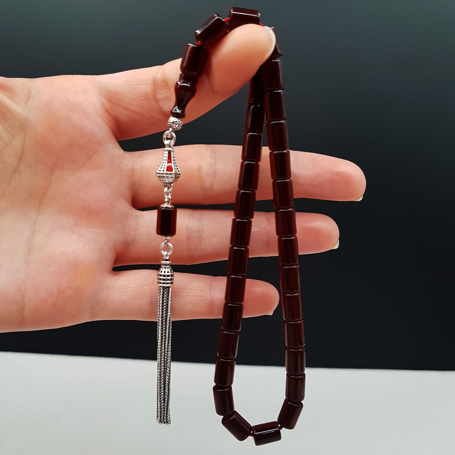 Bilek Boy Gümüş Püskül Kapsül Sıkma Kehribar