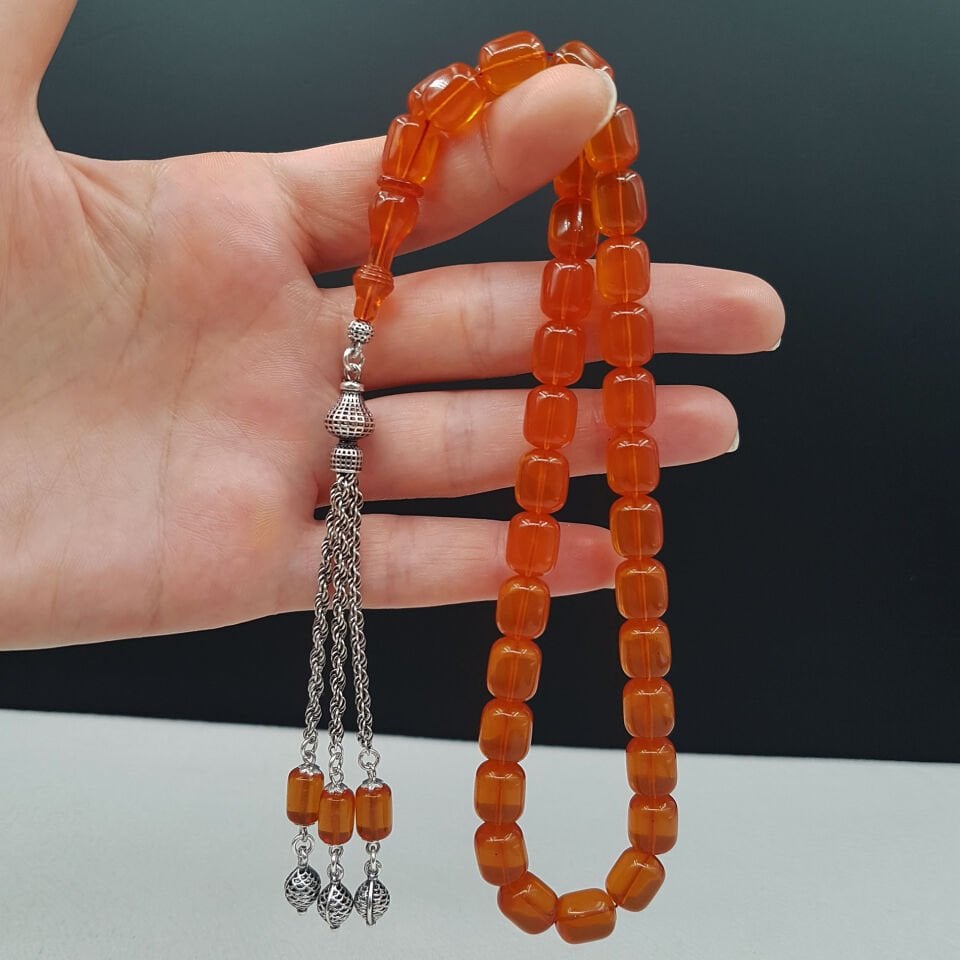 Gümüş Püskül Yemen Zar Rengi Blok Zar Kehribar