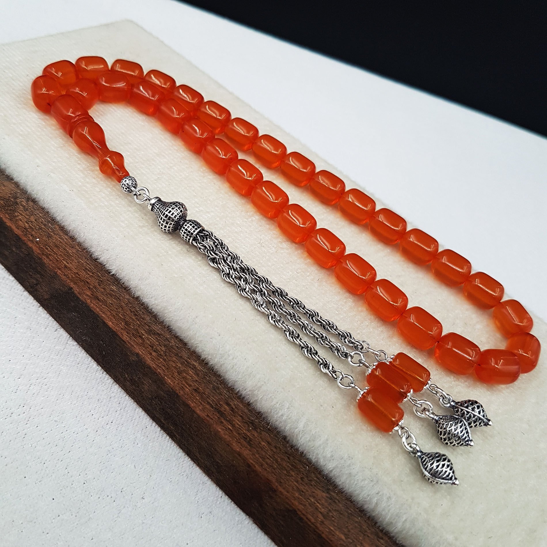 Gümüş Püskül Yemen Zar Rengi Blok Zar Kehribar