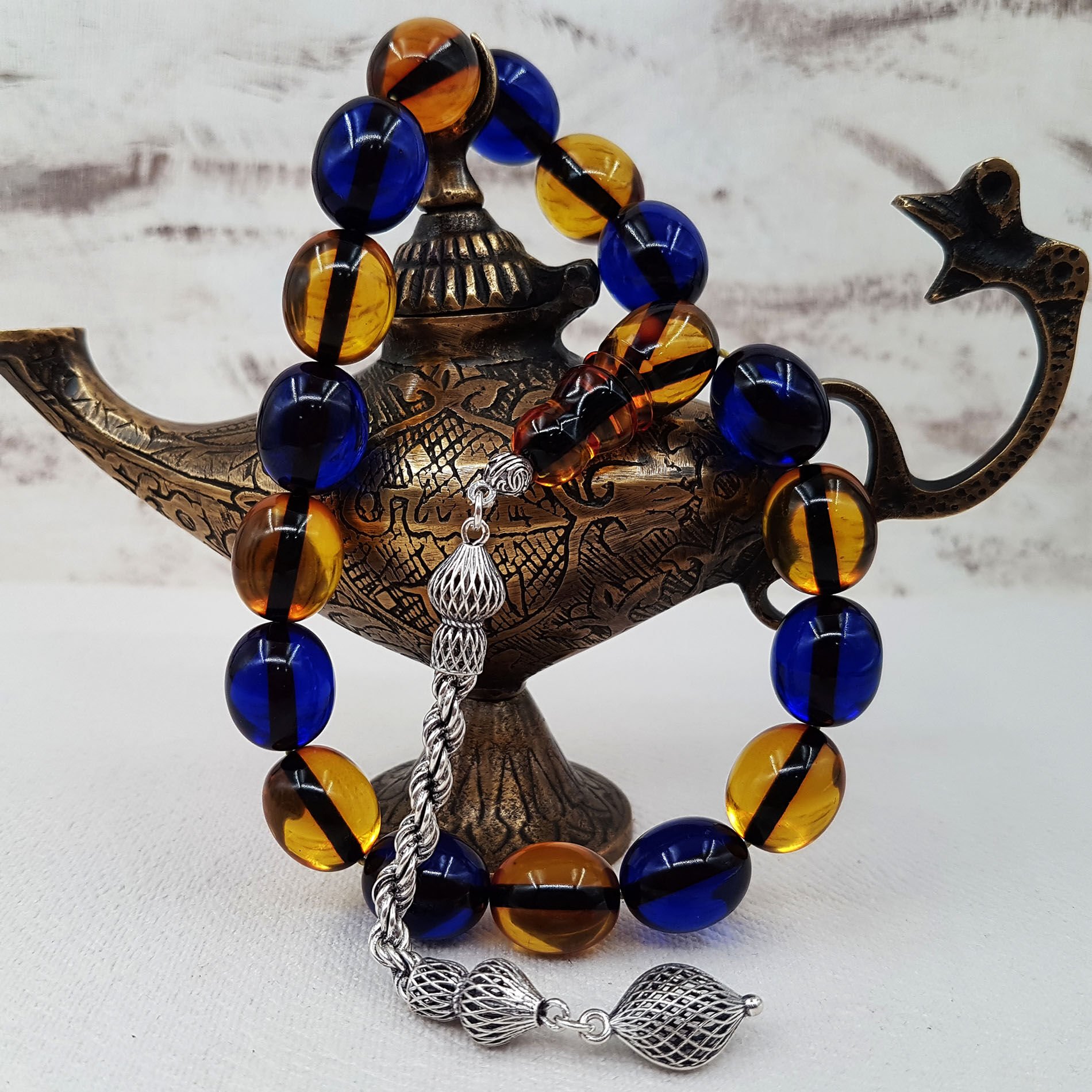Gümüş Püskül Sarı Lacivert Maskot Ateş Kehribar Tesbih