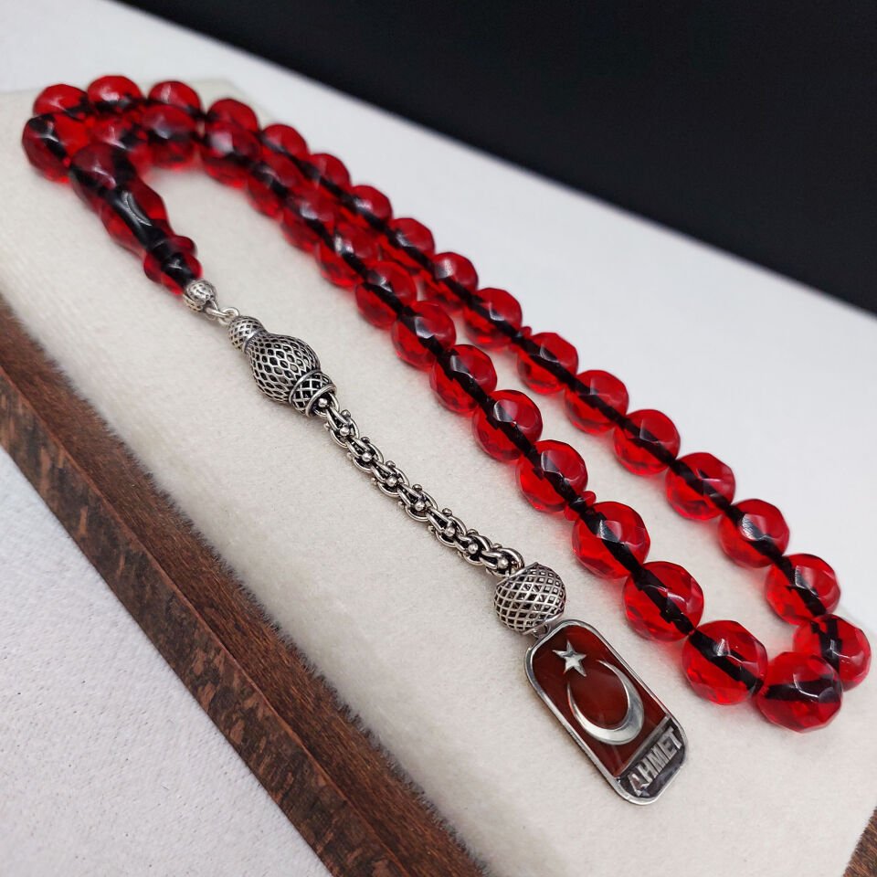 Ay Yıldız Kişiye Özel Faseta Kesim Ateş Kehribar