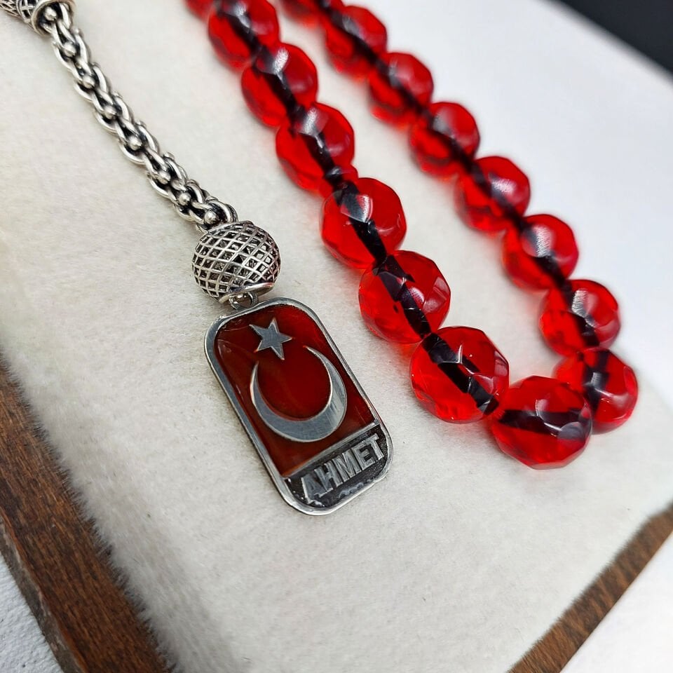 Ay Yıldız Kişiye Özel Faseta Kesim Ateş Kehribar