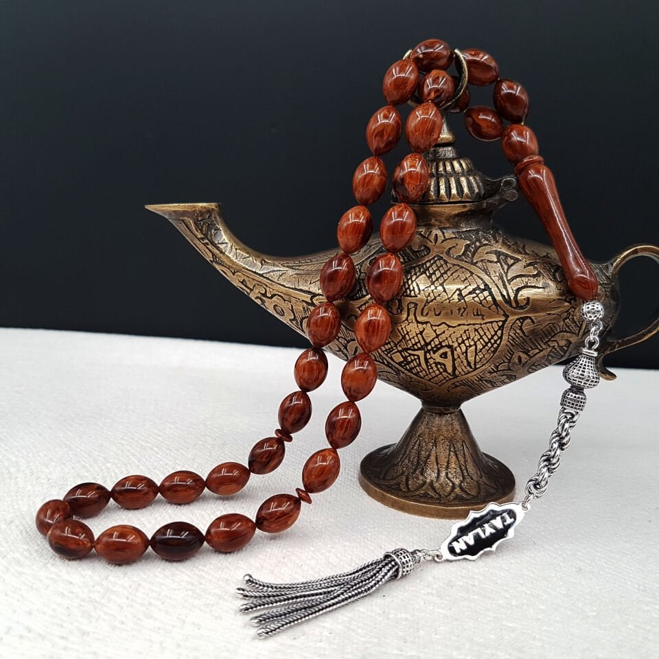 Kişiye Özel İsimli Beyzi Kahve Sıkma Kehribar Tesbih