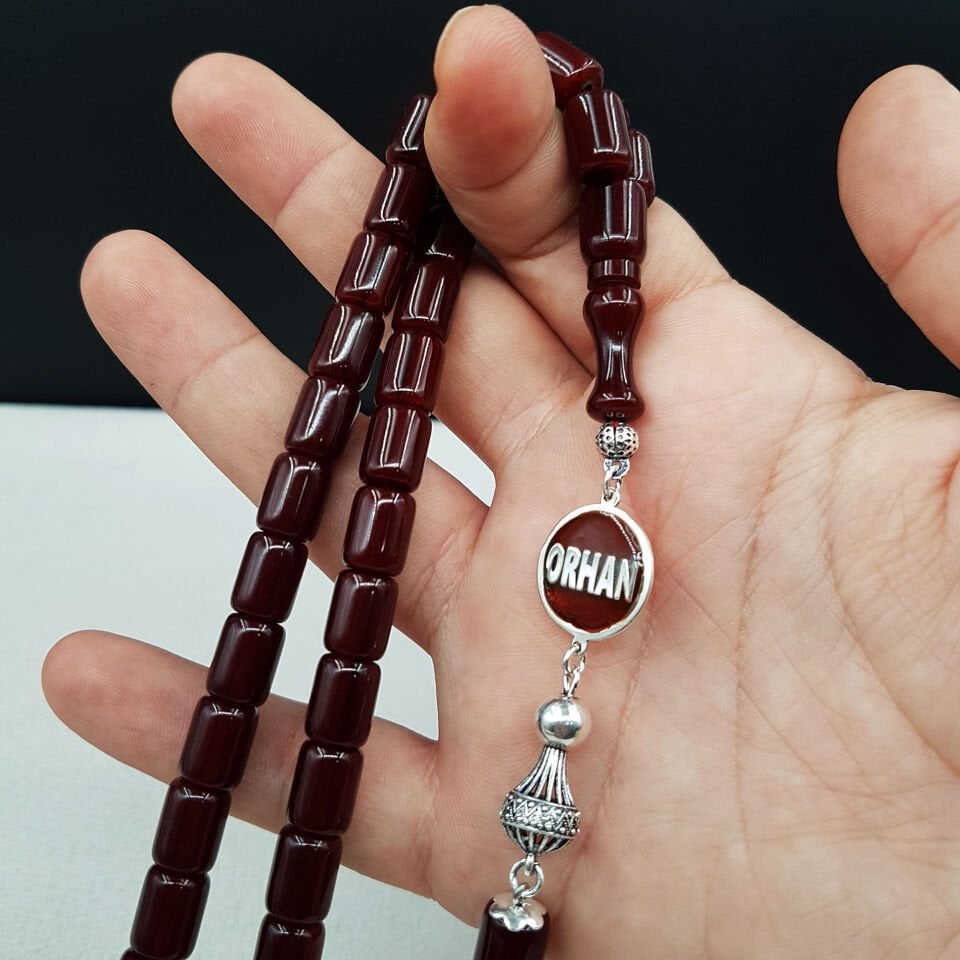 Kişiye Özel İsimli Kahve Sıkma Kehribar Tesbih