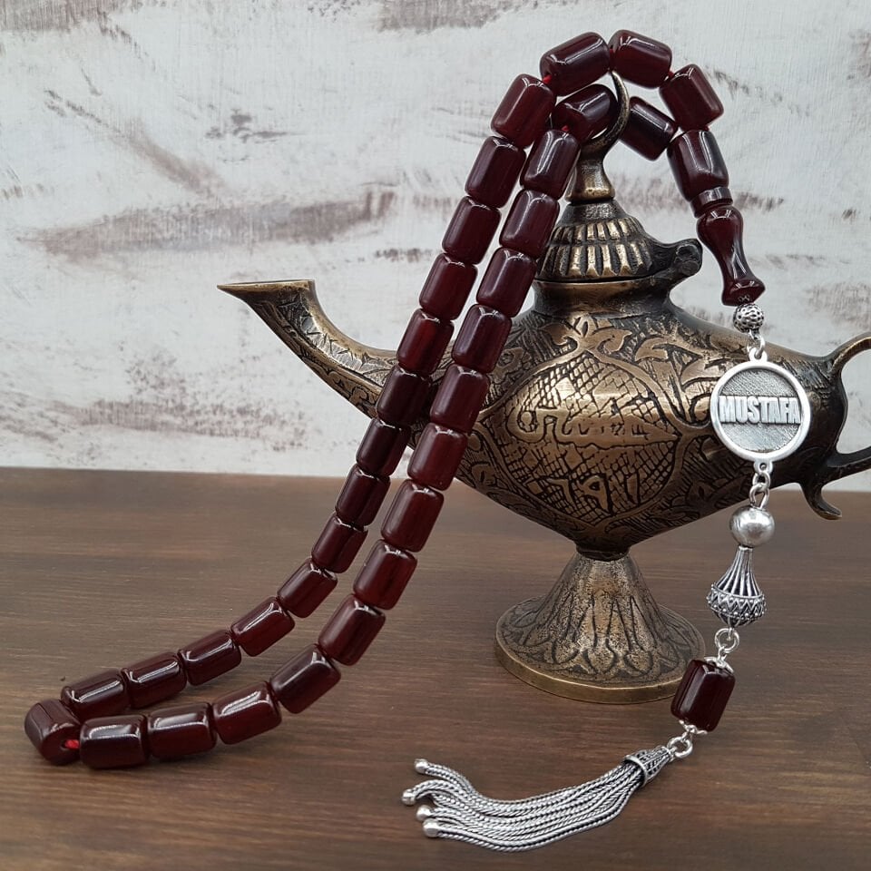 Kişiye Özel İsimli Kahve Sıkma Kehribar Tesbih