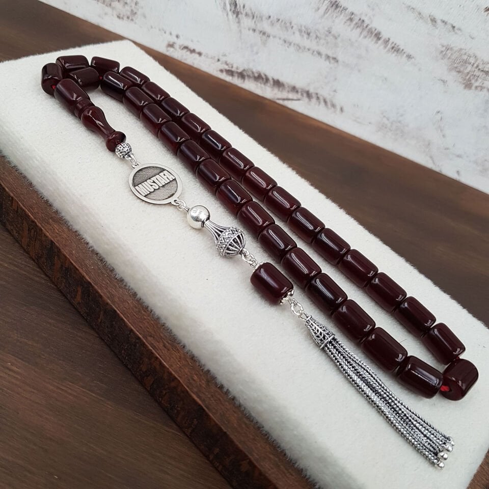 Kişiye Özel İsimli Kahve Sıkma Kehribar Tesbih