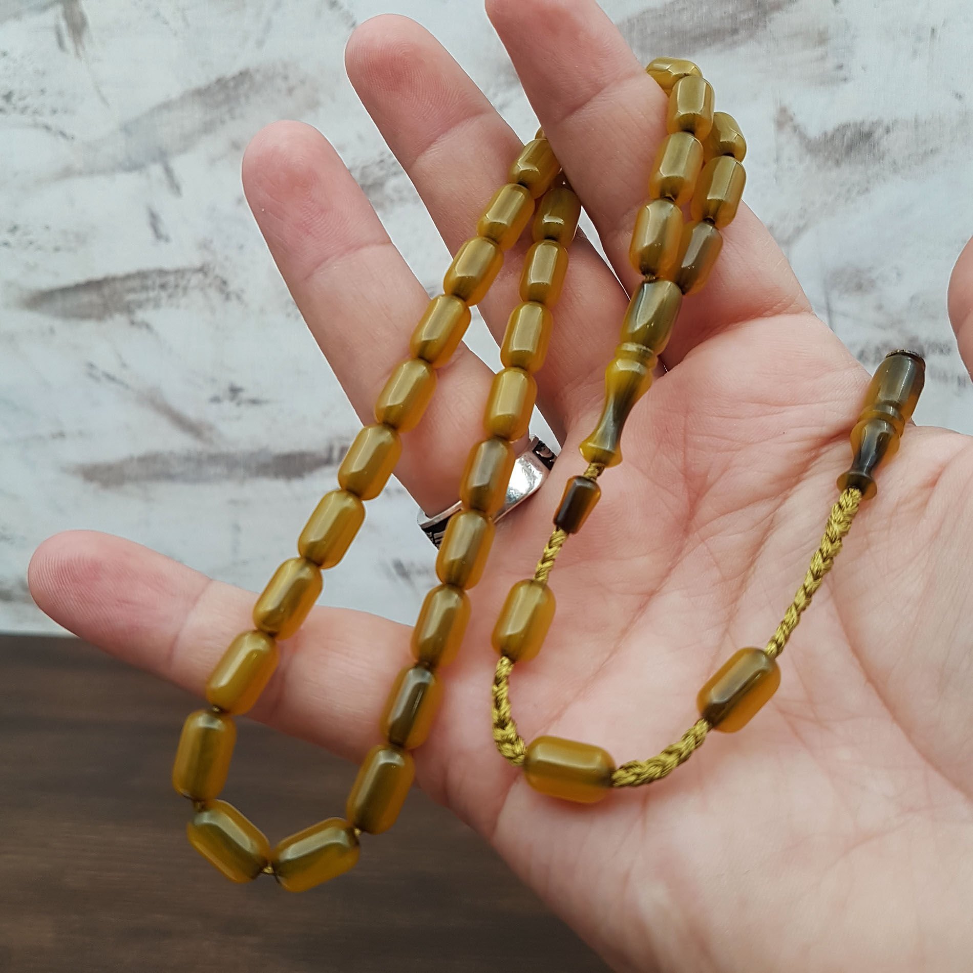 Yeşil Hamur Kapsül Çubuk Sıkma Kehribar Tesbih