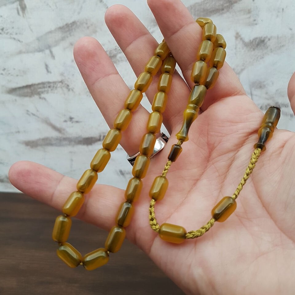 Yeşil Hamur Kapsül Çubuk Sıkma Kehribar Tesbih