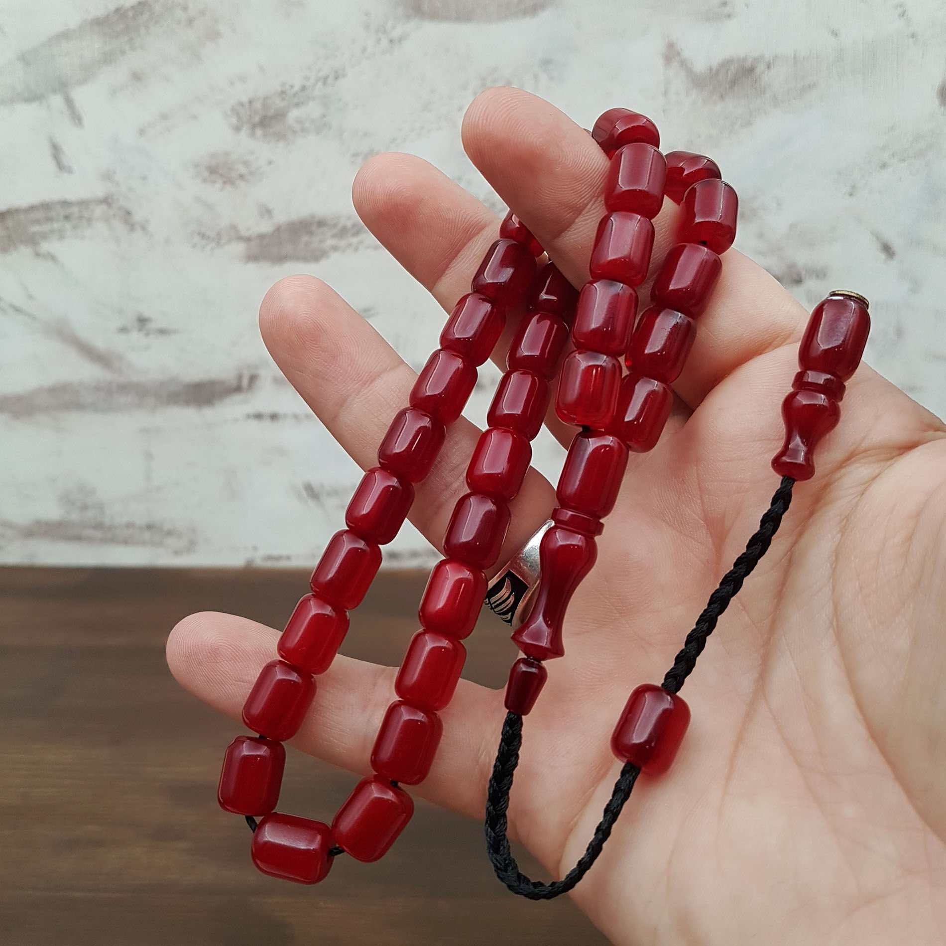 Vişne Kapsül Çubuk Sıkma Kehribar Tesbih