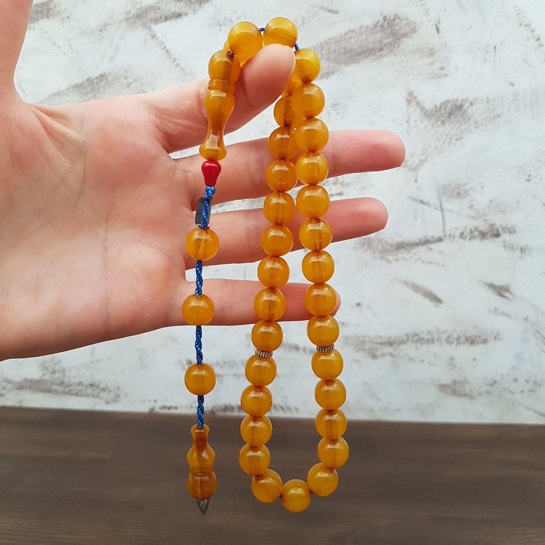 Küre Kesim Havşa Delim Sarı Sıkma Kehribar Tesbih