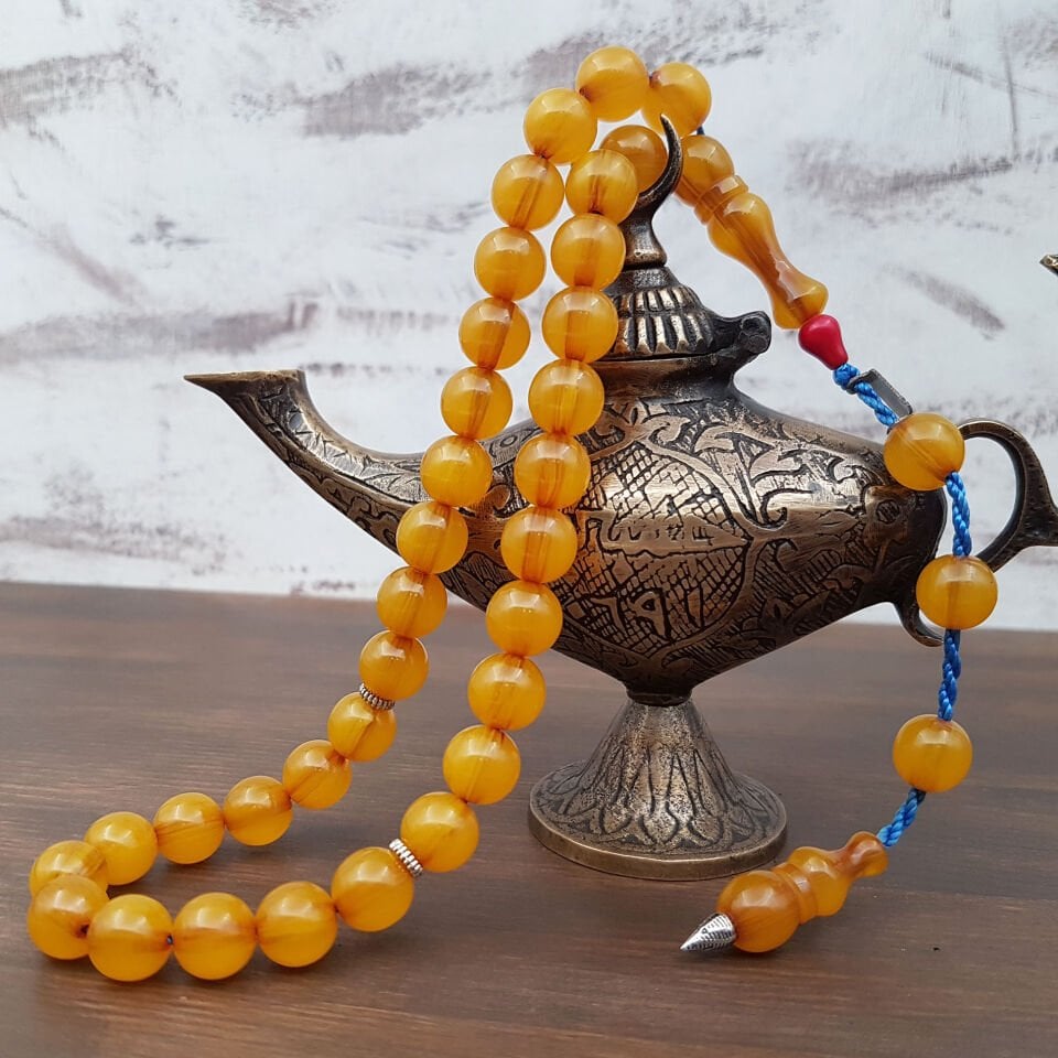 Küre Kesim Havşa Delim Sarı Sıkma Kehribar Tesbih