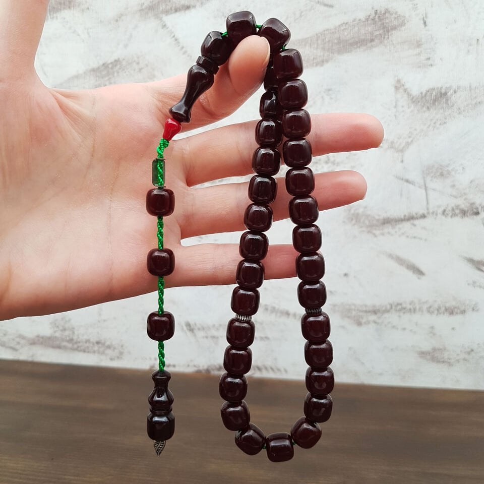 Vişne Çürüğü Çubuk Sıkma Kehribar Tesbih