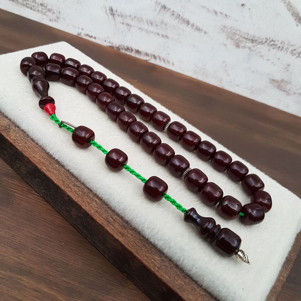 Vişne Çürüğü Çubuk Sıkma Kehribar Tesbih