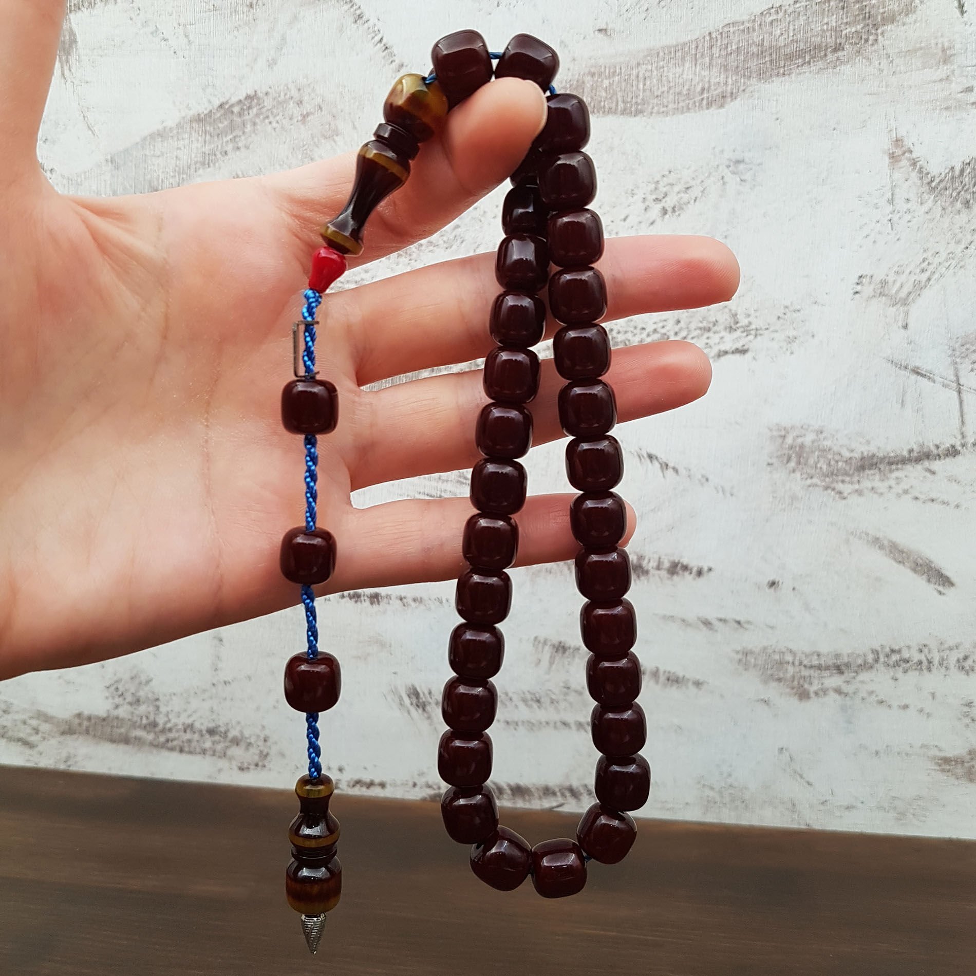 İmame Traşlı Çubuk Sıkma Kehribar Tesbih