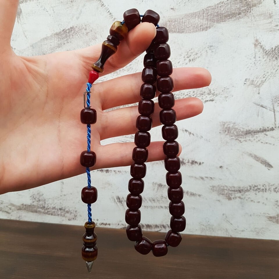 İmame Traşlı Çubuk Sıkma Kehribar Tesbih