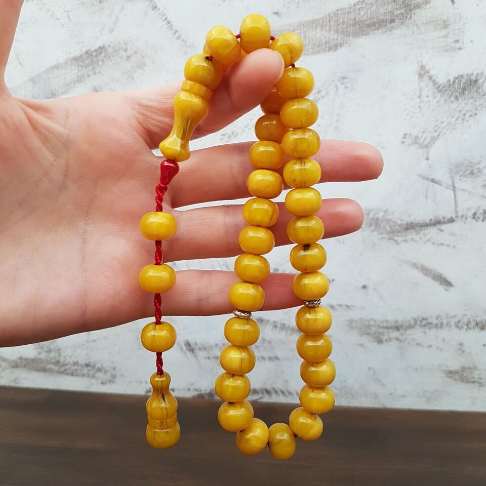 Teker Kesim Havşa Delim Sıkma Kehribar Tesbih