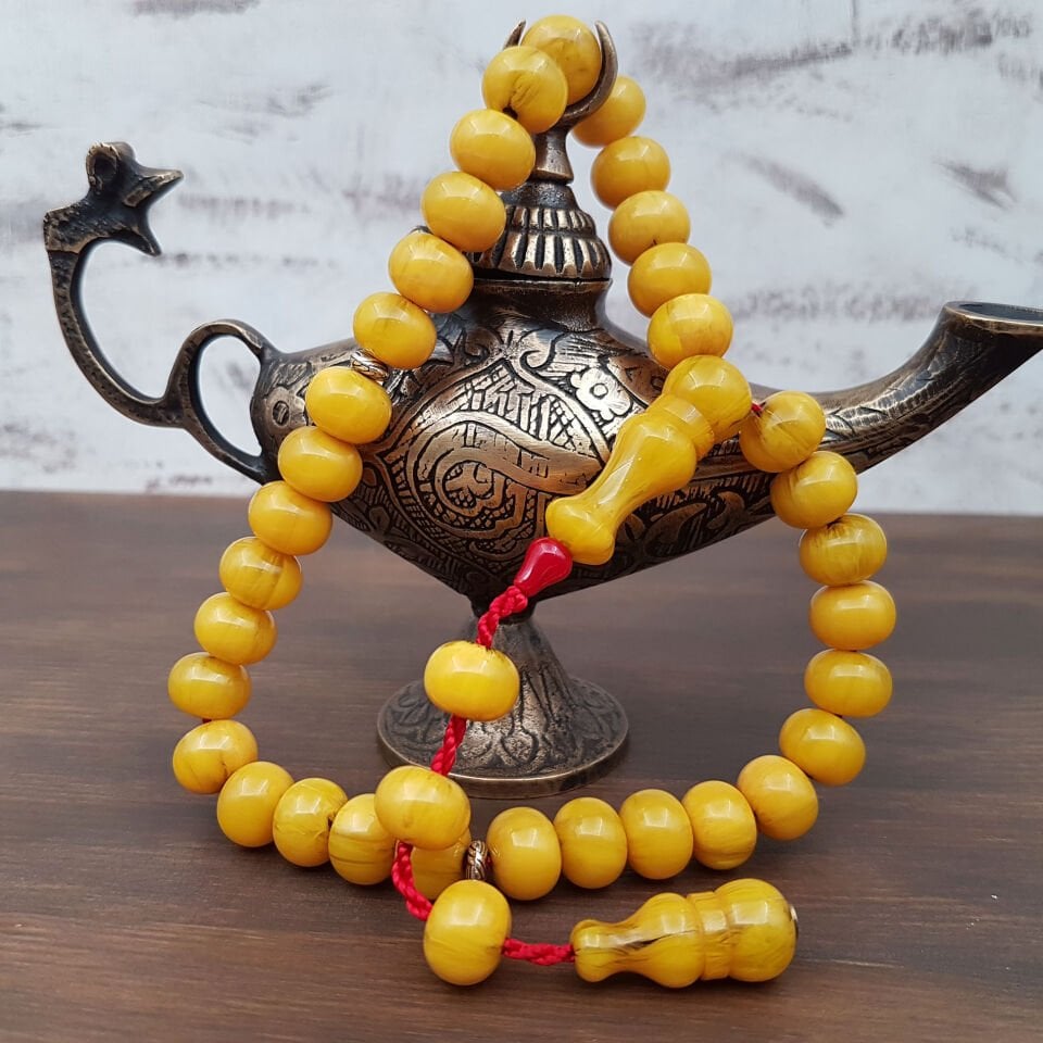 Teker Kesim Havşa Delim Sıkma Kehribar Tesbih