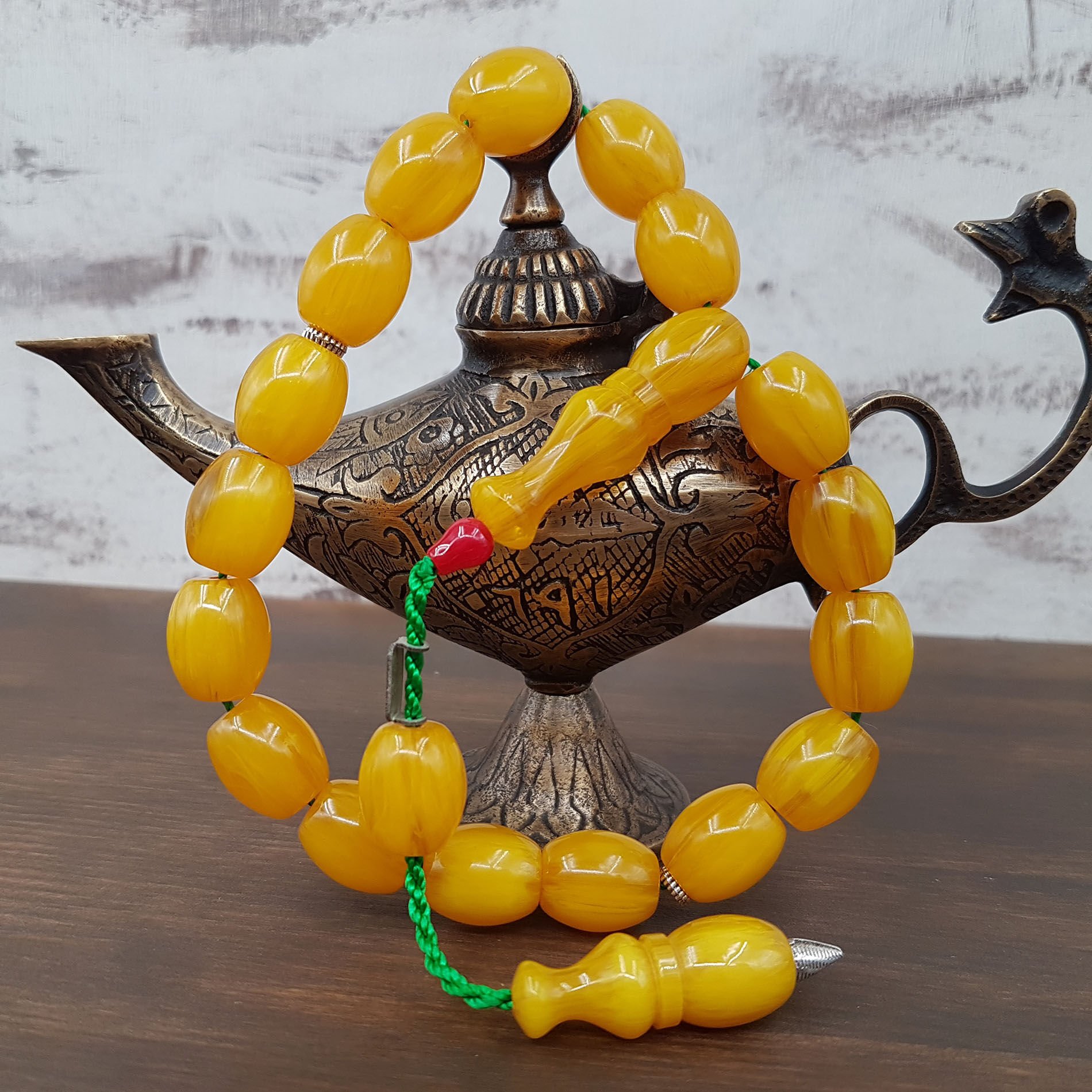 Arpa Fıçı Kesim Maskot Sıkma Kehribar Tesbih