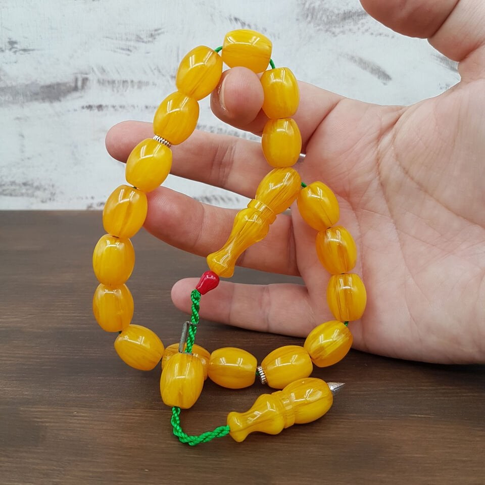 Arpa Fıçı Kesim Maskot Sıkma Kehribar Tesbih