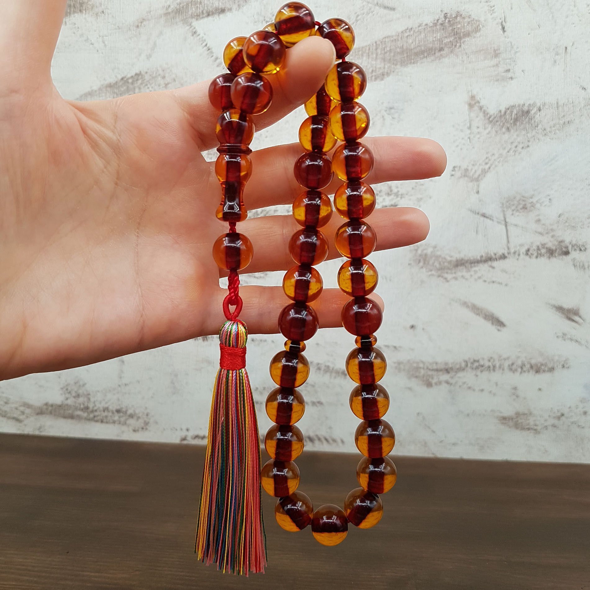 Büyük Boy Külhan Püskül Tasarım Ateş Kehribar Tesbih