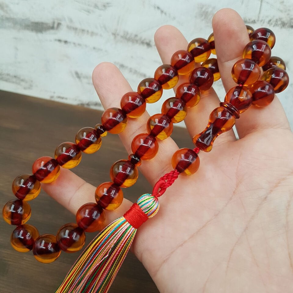 Büyük Boy Külhan Püskül Tasarım Ateş Kehribar Tesbih