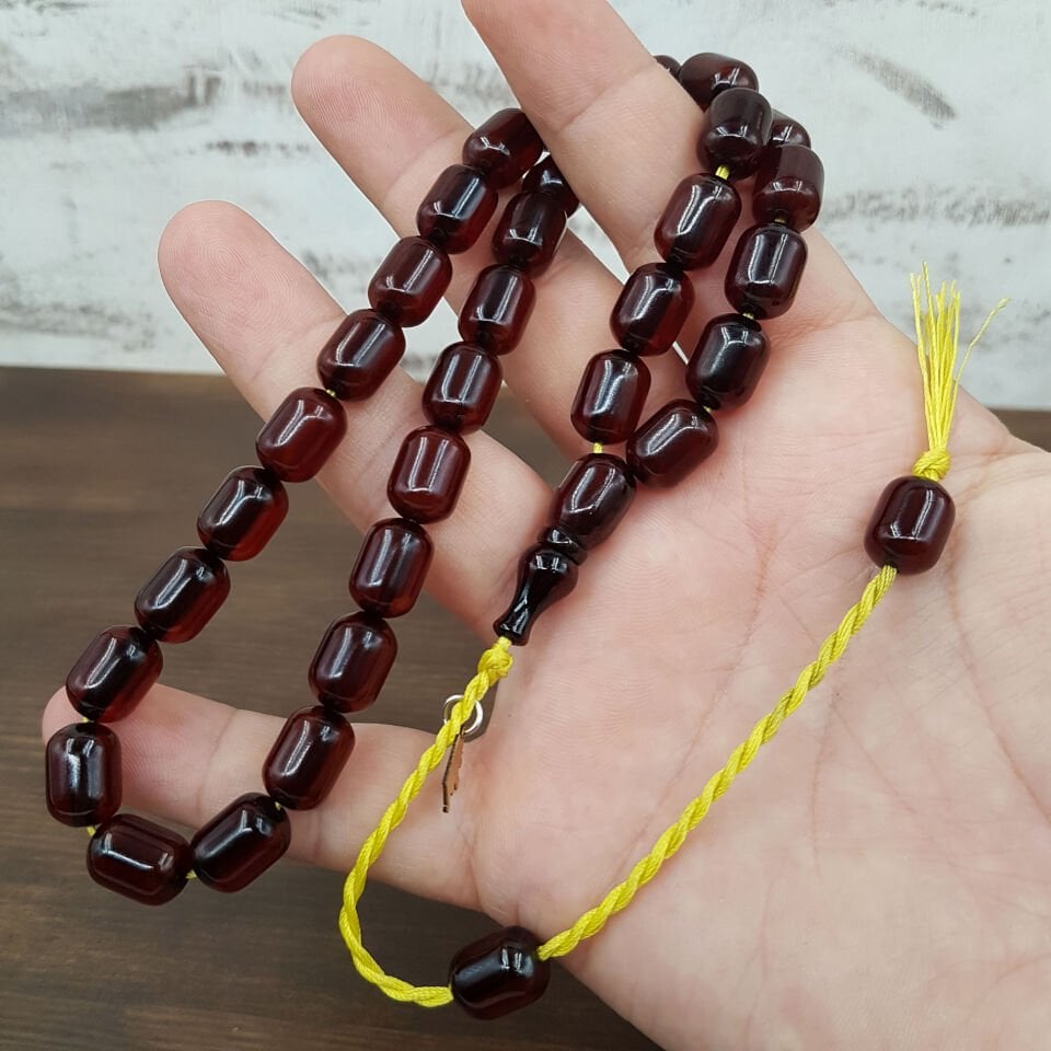 Kahverengi Kapsül Kesim Sıkma Kehribar Tesbih