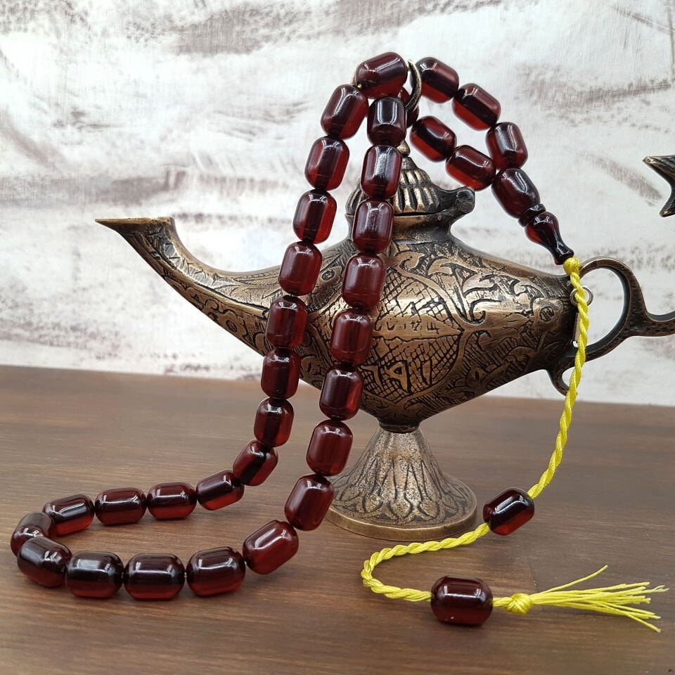 Kahverengi Kapsül Kesim Sıkma Kehribar Tesbih