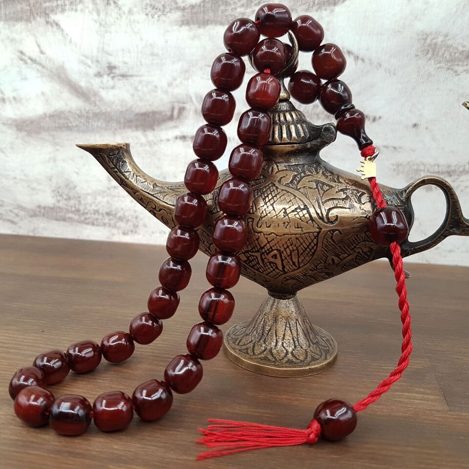 Kahverengi Tombul Kapsül Sıkma Kehribar Tesbih