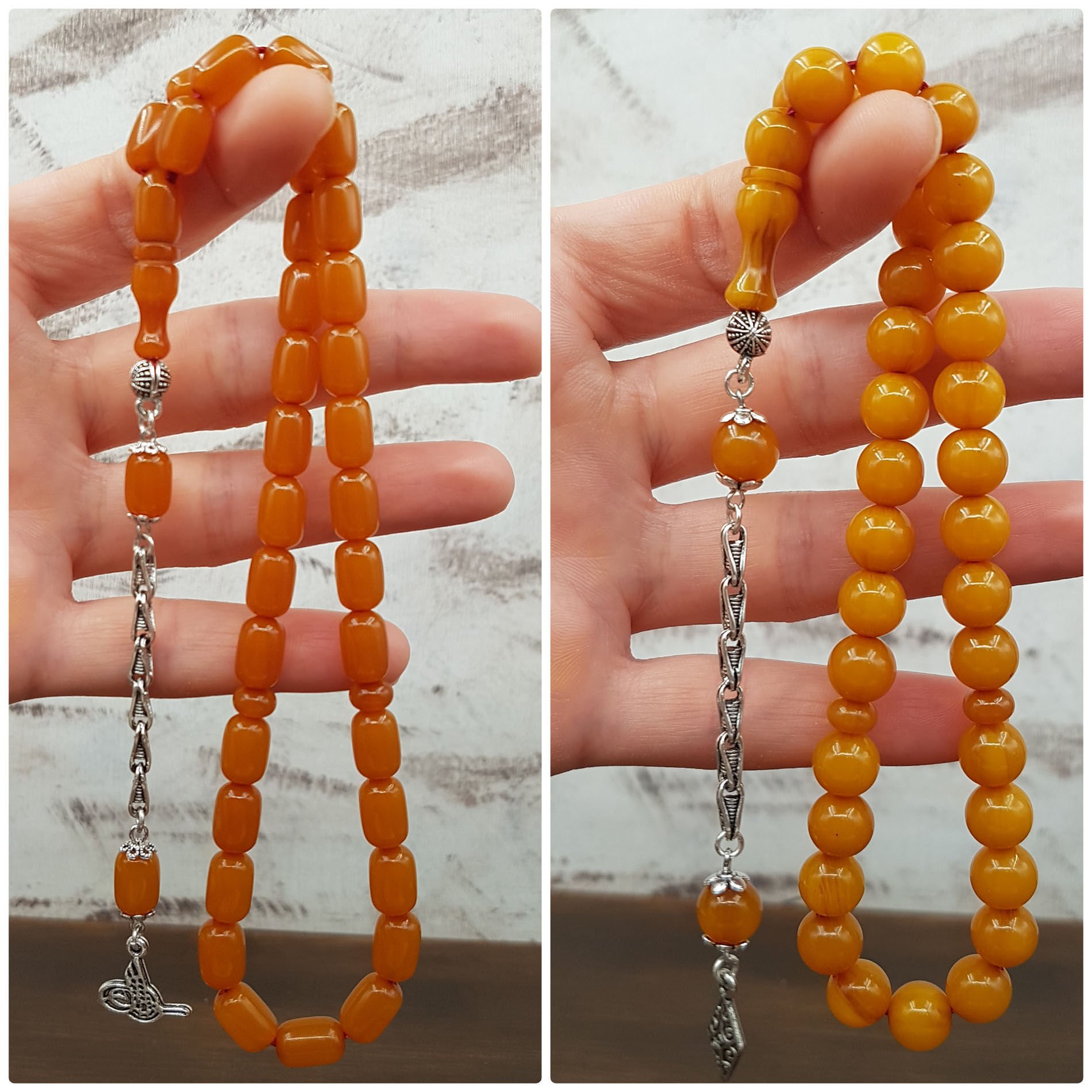 2 Al 1 Öde Küre ve Kapsül Sıkma Kehribar Tesbih