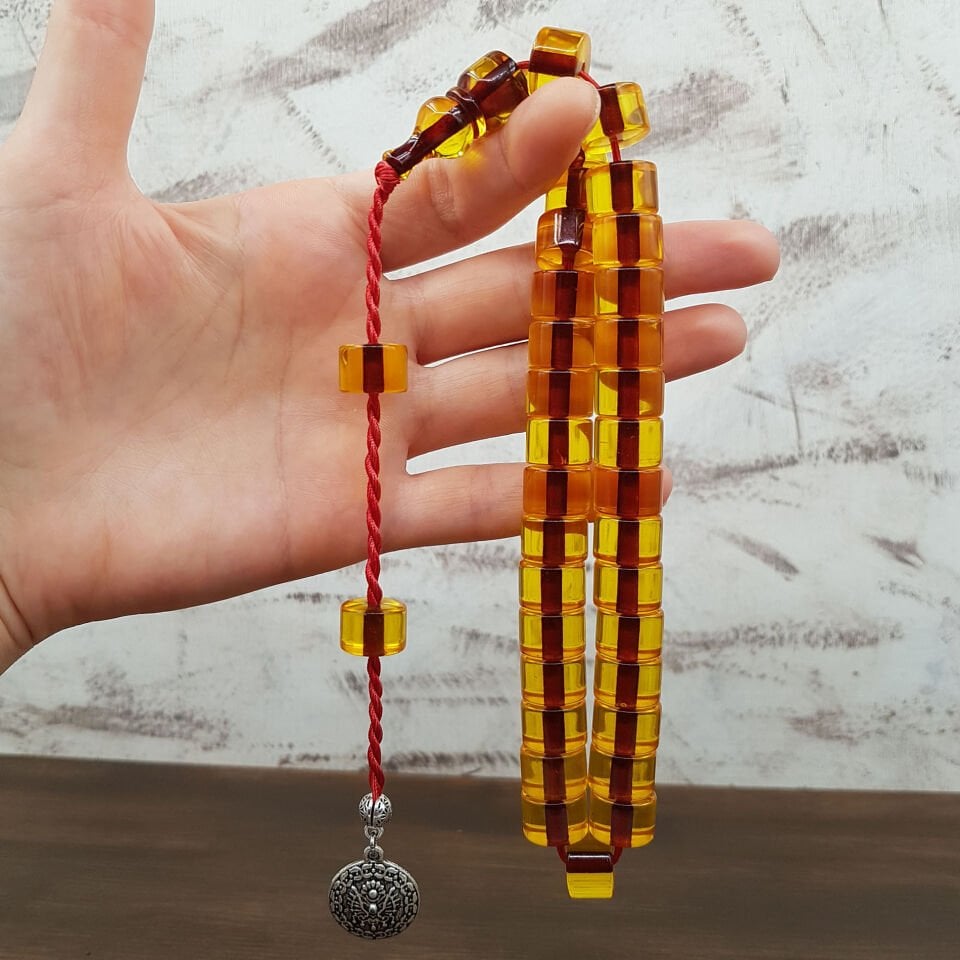 Osmanlı Torunu Teker Kesme Ateş Kehribar Tesbih