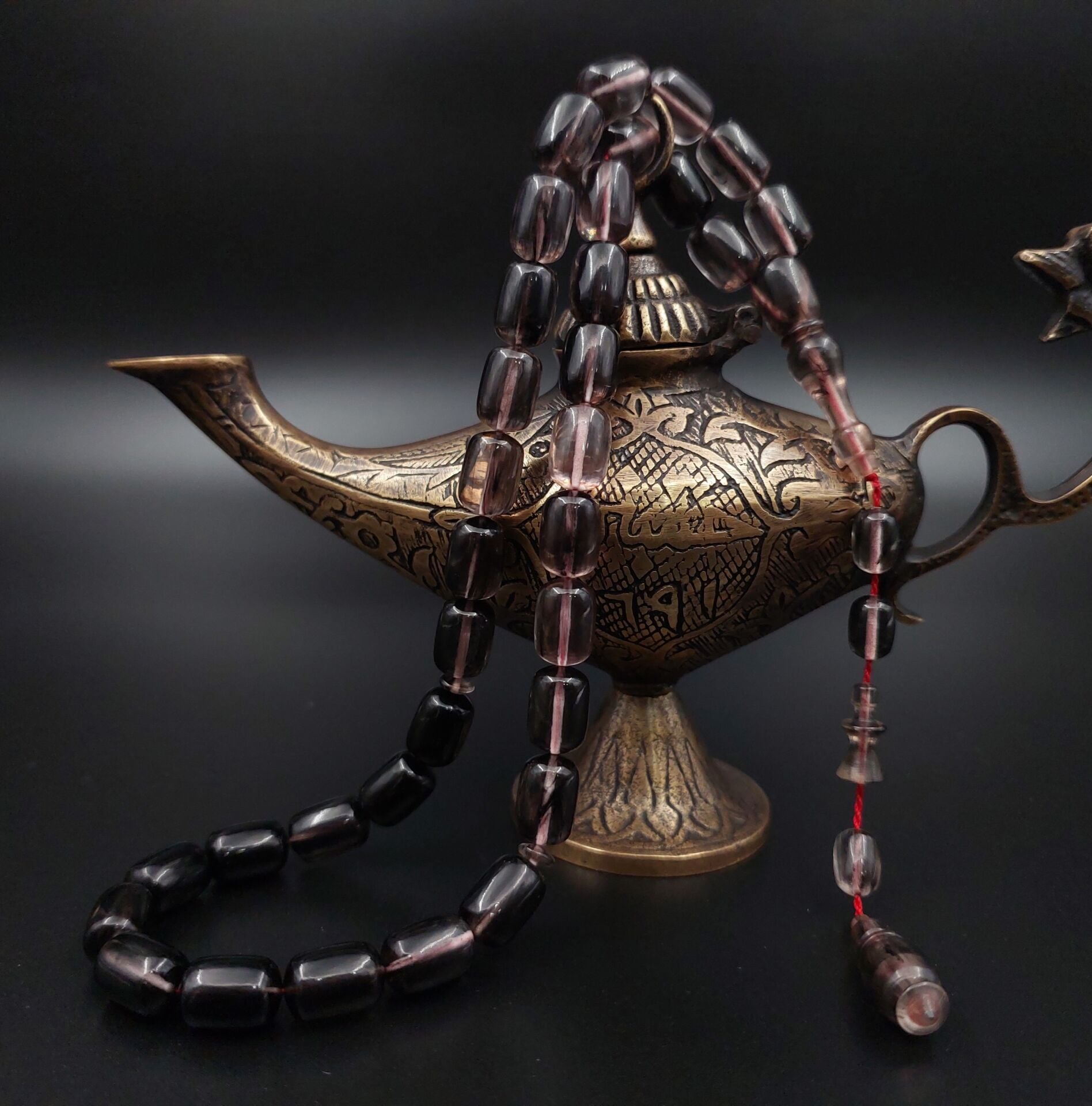 Siyah Şefaf Hareli Necef Bağa Tesbih