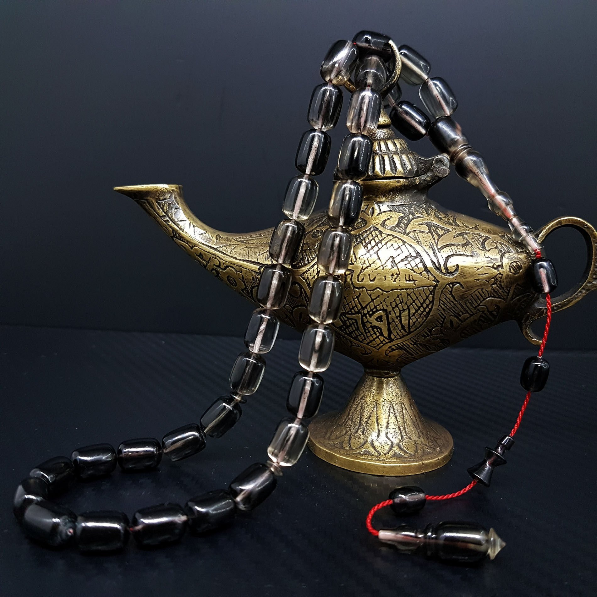 Siyah Şefaf Hareli Necef Bağa Tesbih