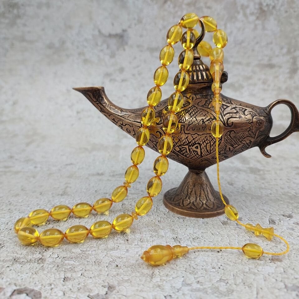 Sarı Renk Beyzi Kesim Necef Bağa Katalin Tesbih