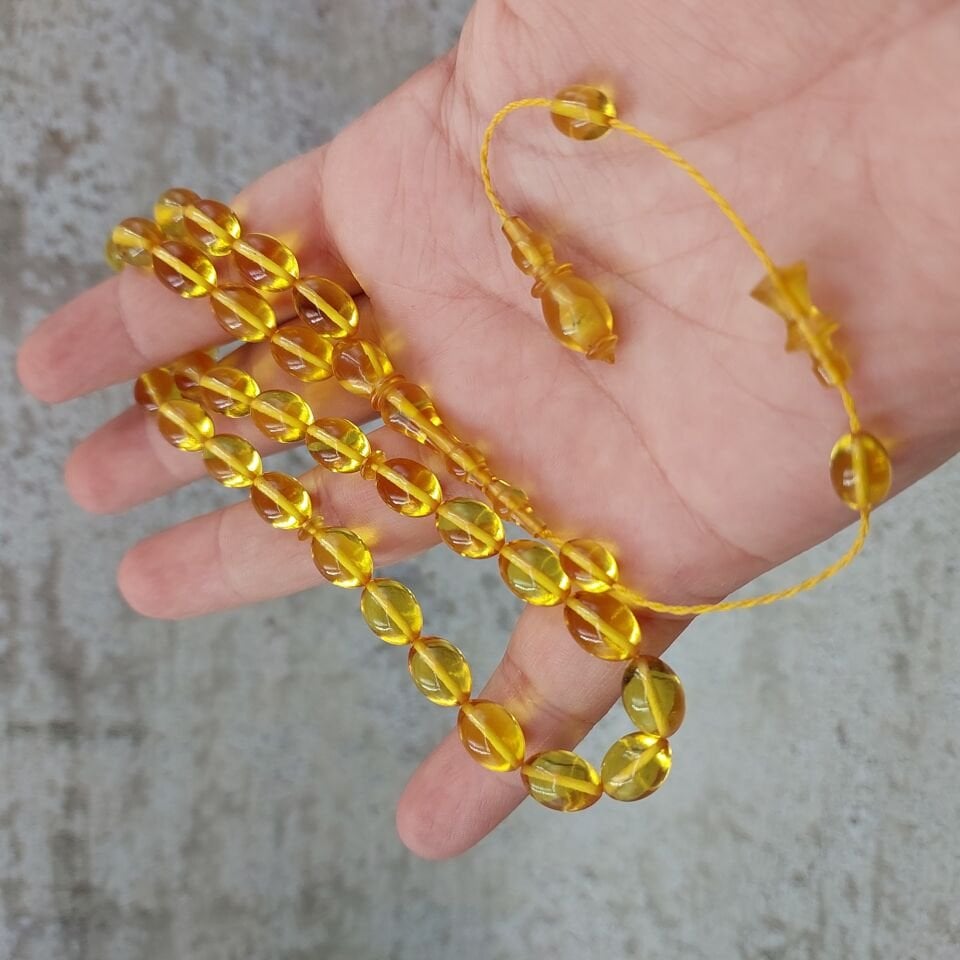 Sarı Renk Beyzi Kesim Necef Bağa Katalin Tesbih