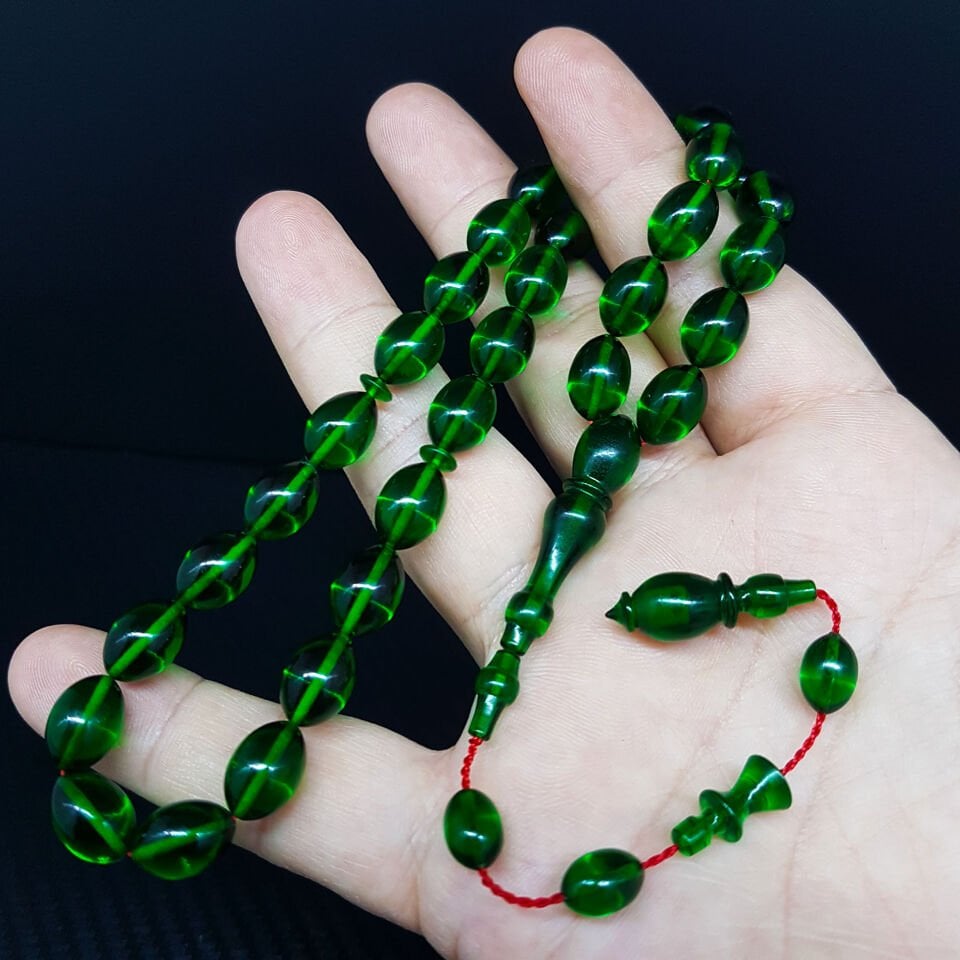 Yeşil Renk Beyzi Kesim Necef Bağa Katalin Tesbih