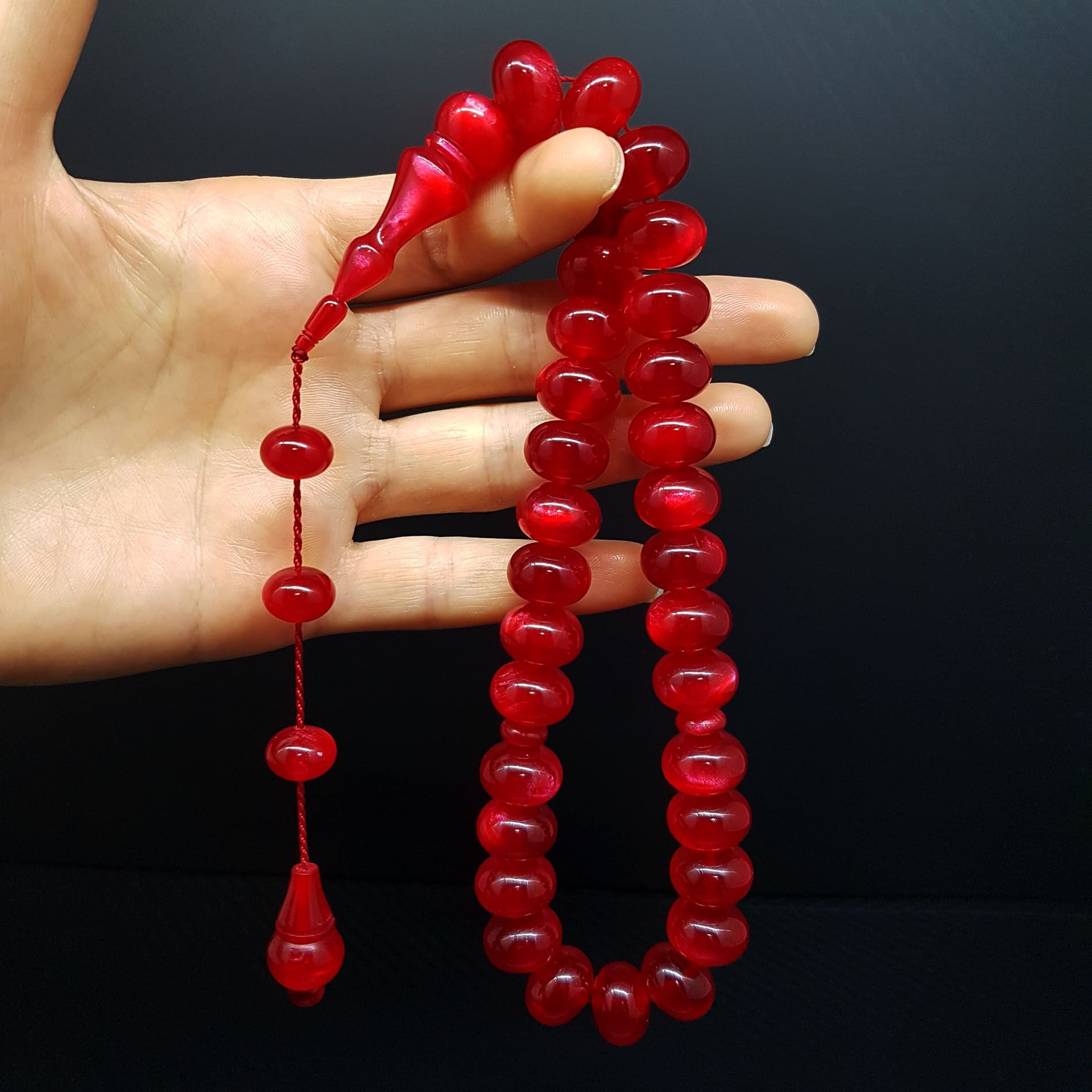 Kırmızı Sedefli Teker Kesim Katalin Tesbih