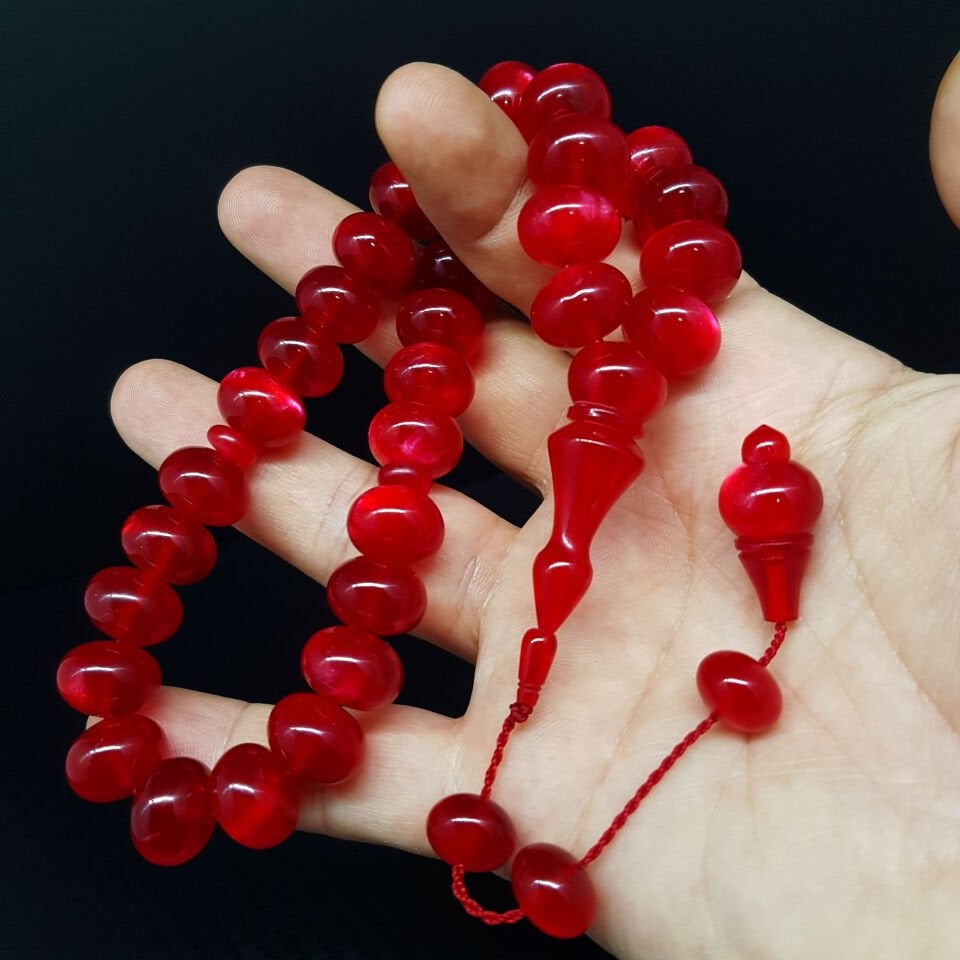 Kırmızı Sedefli Teker Kesim Katalin Tesbih