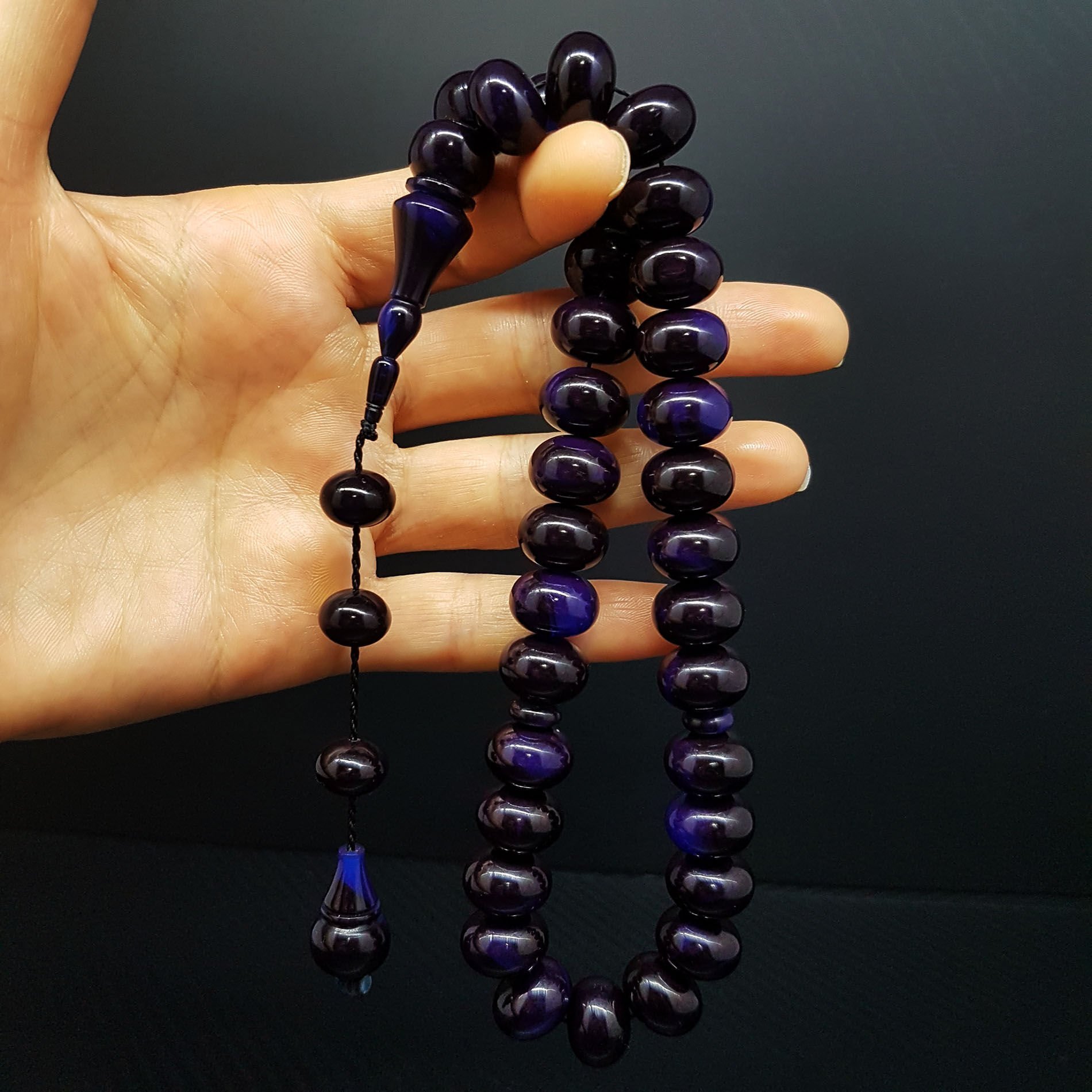 Koyu Mavi Teker Kesim Katalin Tesbih