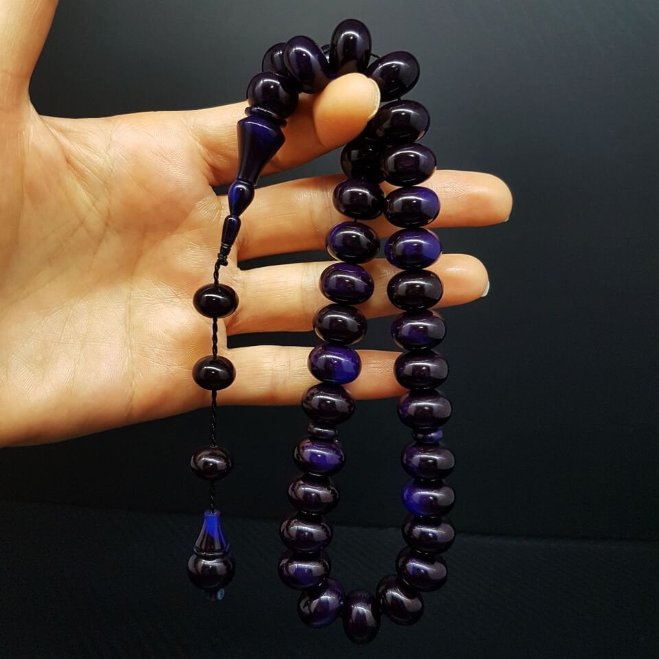 Koyu Mavi Teker Kesim Katalin Tesbih