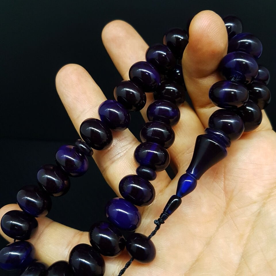 Koyu Mavi Teker Kesim Katalin Tesbih