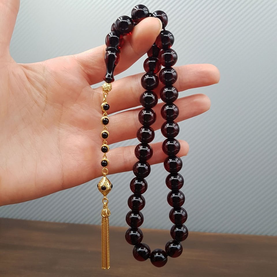Özel Gümüş Tasarım Küre Ateş Kehribar Tesbih