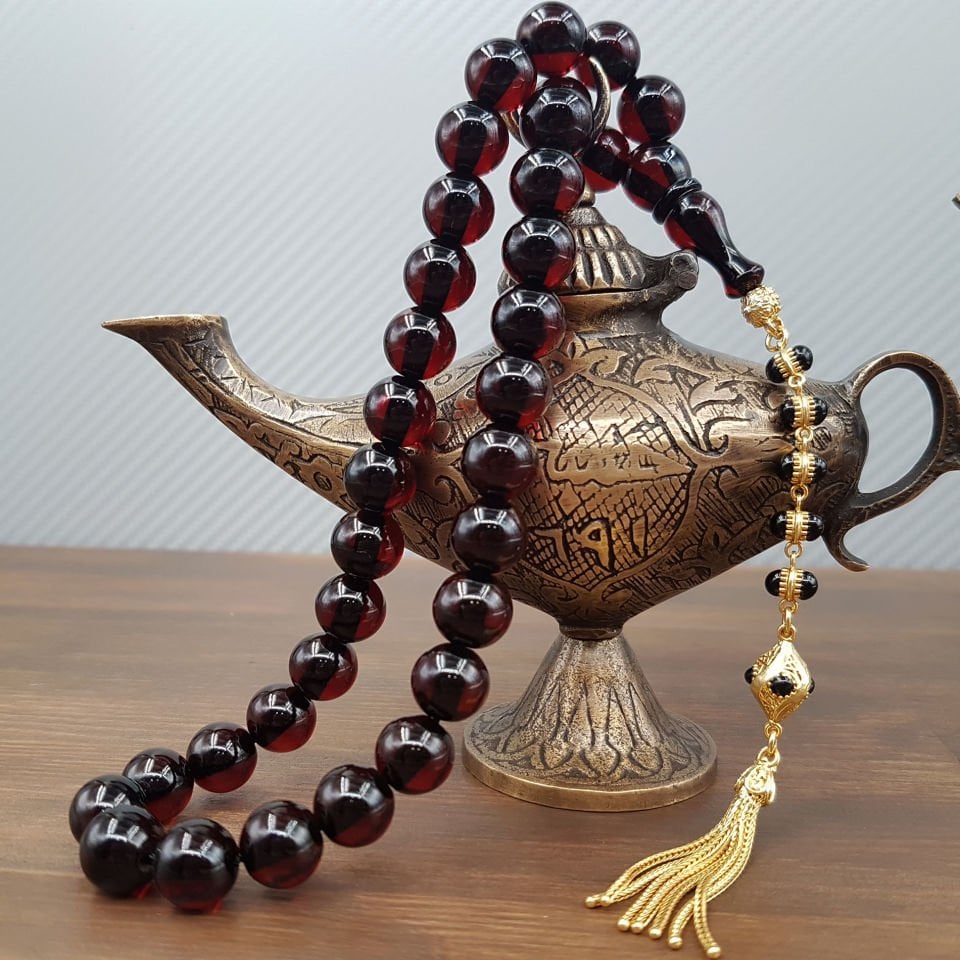 Özel Gümüş Tasarım Küre Ateş Kehribar Tesbih