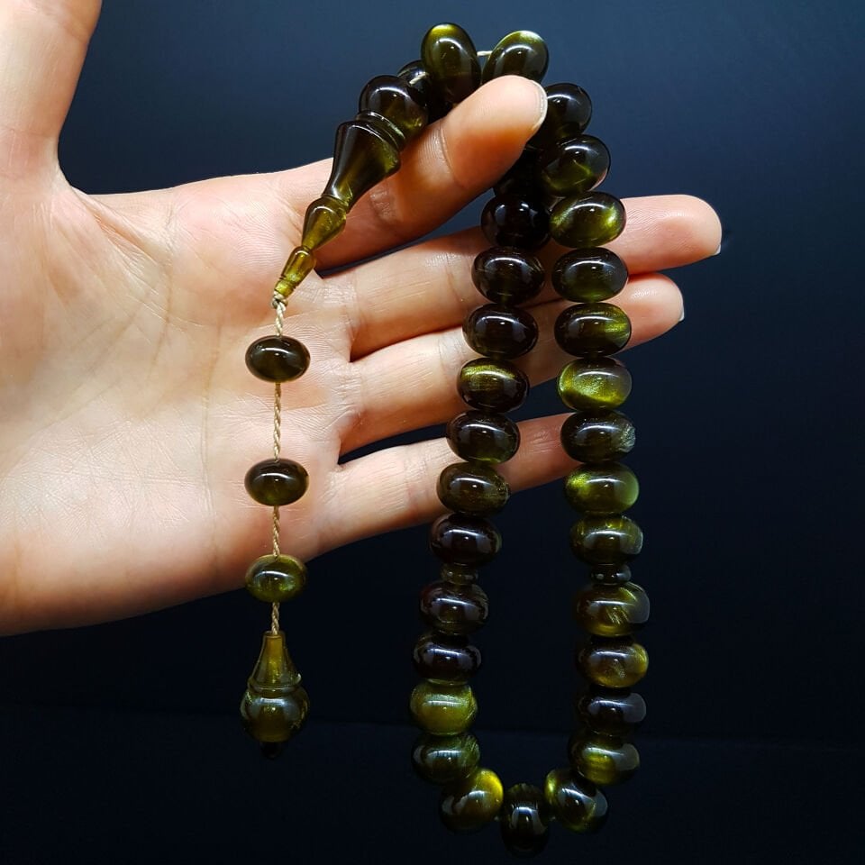 Zeytin Yeşili Teker Kesim Katalin Tesbih