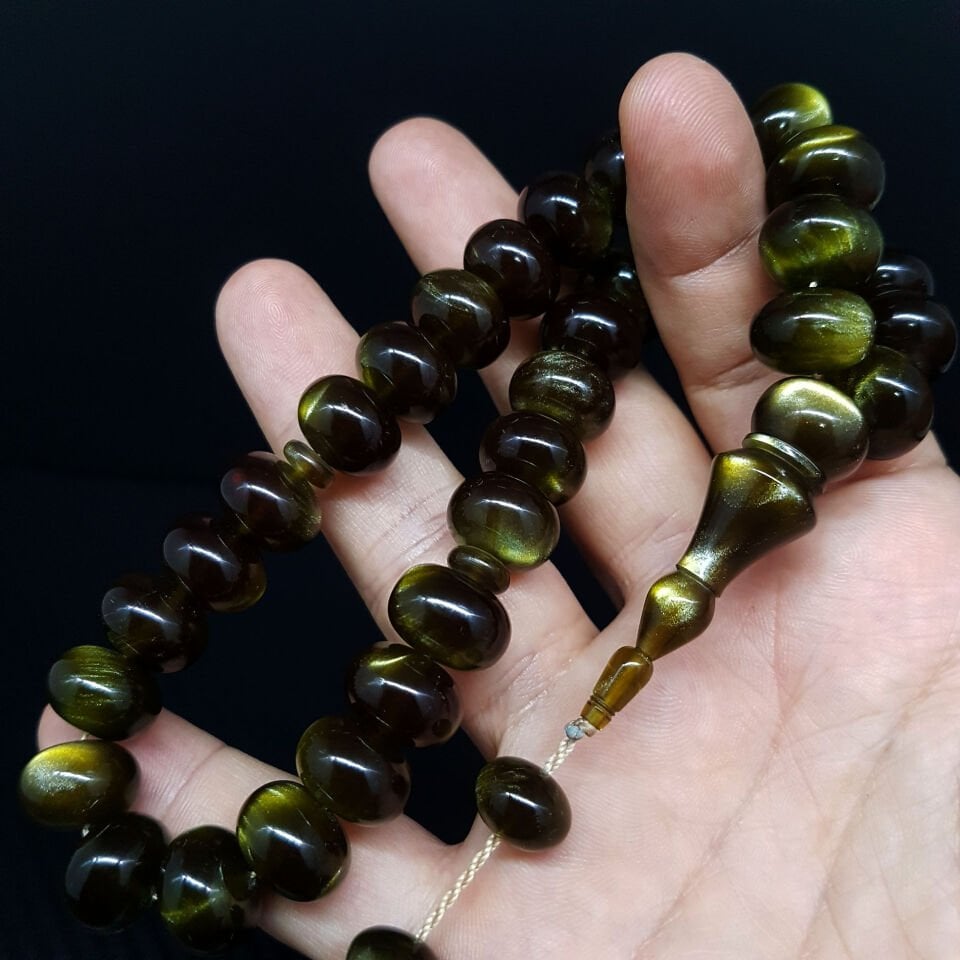 Zeytin Yeşili Teker Kesim Katalin Tesbih